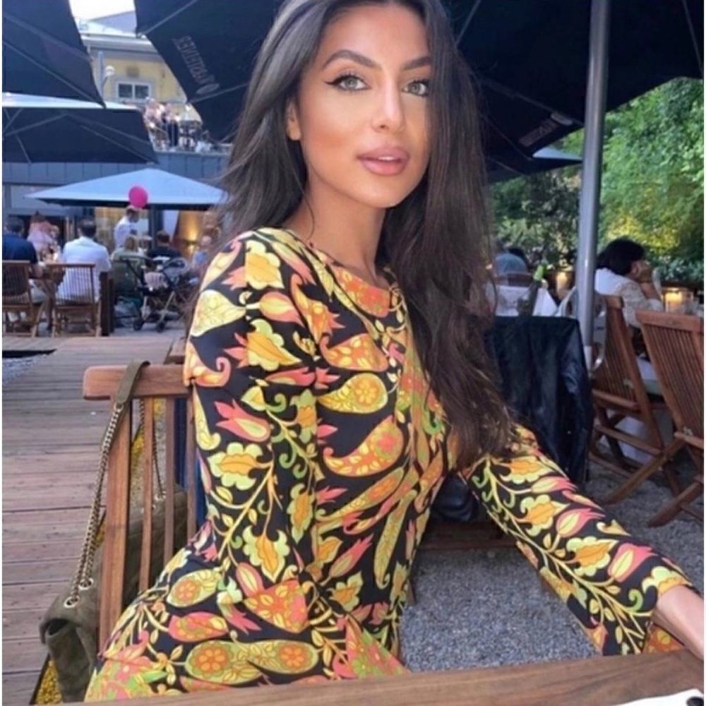 NWT Zara Blogger’s Favorite Long Sleeve Printed Multicolor Open Back Mini Dress - Picture 2 of 12